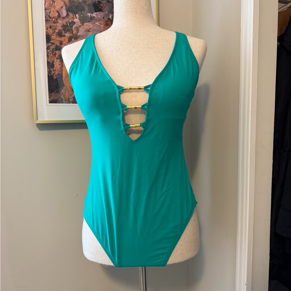 Bleu Rod Beattie Turquoise Strappy One Piece Swimsuit